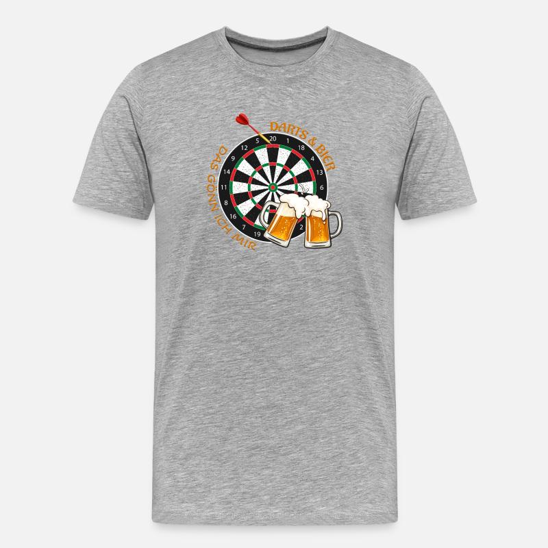 Darts & Bier - Das gönn ich mir - Männer Premium Bio T-Shirt - Grau meliert