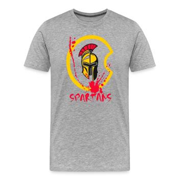 Helm Sparta mit Schild und Blut 4 - Männer Premium Bio T-Shirt - Grau meliert - Vorne - Damien (186cm)