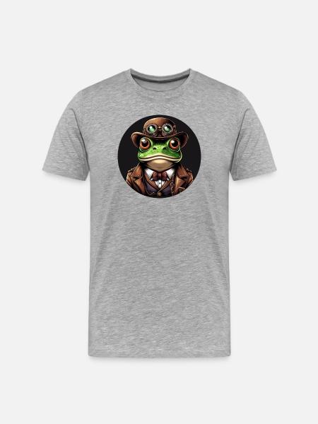 Frog in Steampunk Outfit - Men's Premium Organic T-Shirt - heather grey