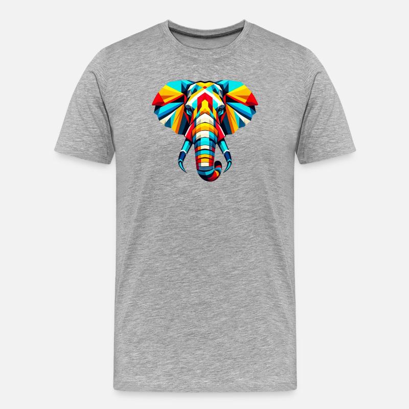 Elefant Pop Art - Männer Premium Bio T-Shirt - Grau meliert