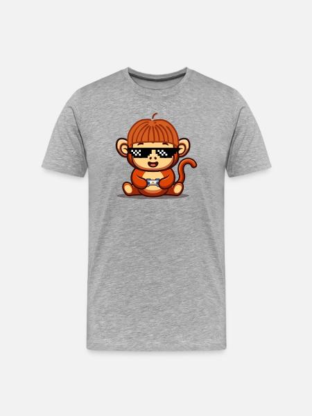 Gaming Monkey - Men's Premium Organic T-Shirt - heather grey