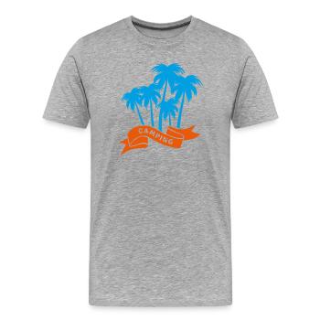 Camping Palmiers Banderole Camping Vacances Fan Camper - T-shirt bio Premium Homme - gris chiné - Devant - Damien (186cm)