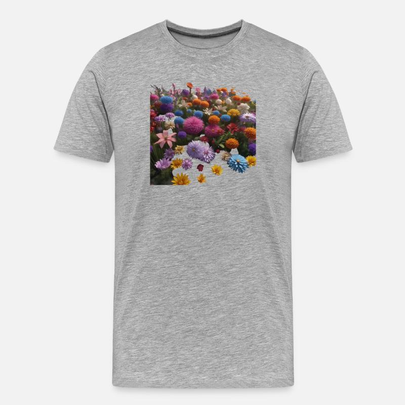 Bunte Blumen - Männer Premium Bio T-Shirt - Grau meliert