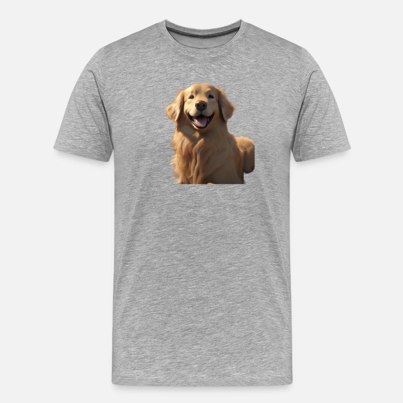 Golden Retriever Smile Tee Art - Männer Premium Bio T-Shirt - Grau meliert
