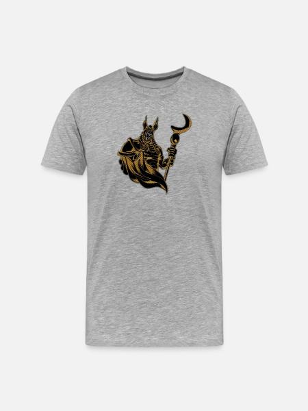 L’ancienne Anubis d’Égypte - T-shirt bio Premium Homme - gris chiné