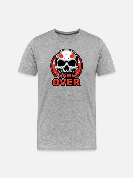 Skull Game Over Red Crest - Men's Premium Organic T-Shirt - heather grey