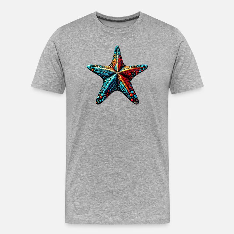 Seestern - Männer Premium Bio T-Shirt - Grau meliert