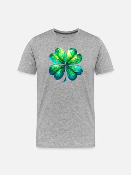 Four-leaf clover - Men's Premium Organic T-Shirt - heather grey