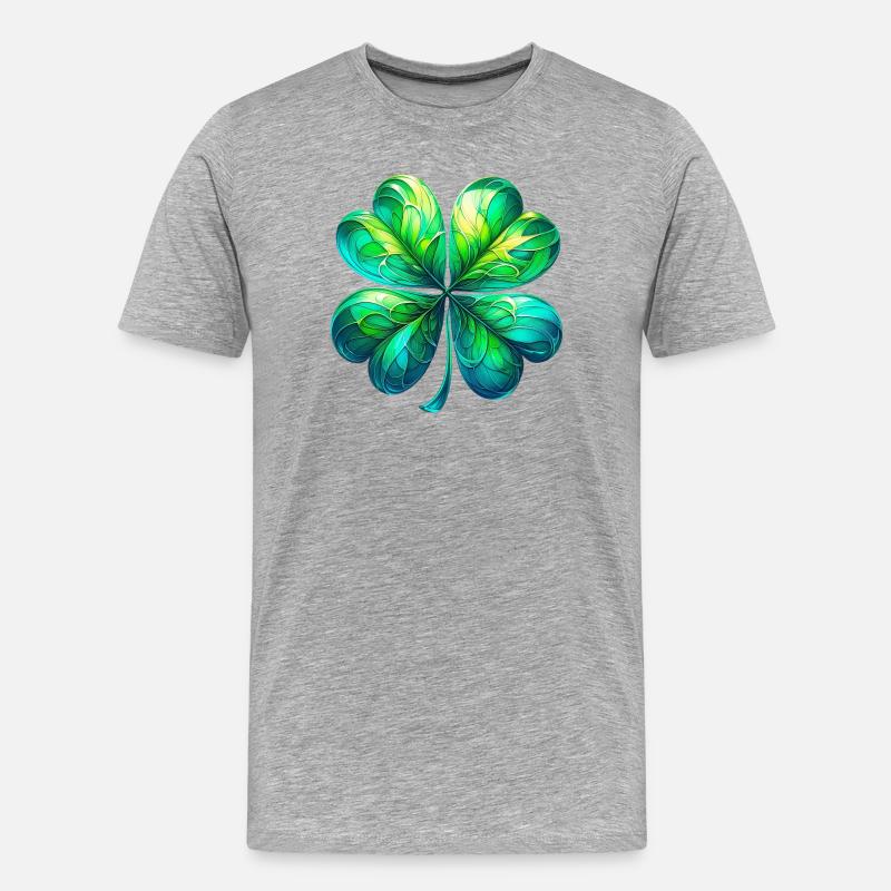 Vierblättriges Kleeblatt - Männer Premium Bio T-Shirt - Grau meliert