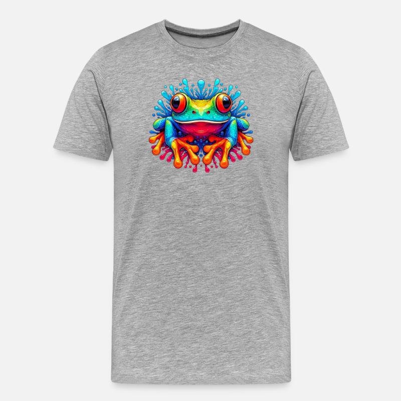 Frosch - Männer Premium Bio T-Shirt - Grau meliert