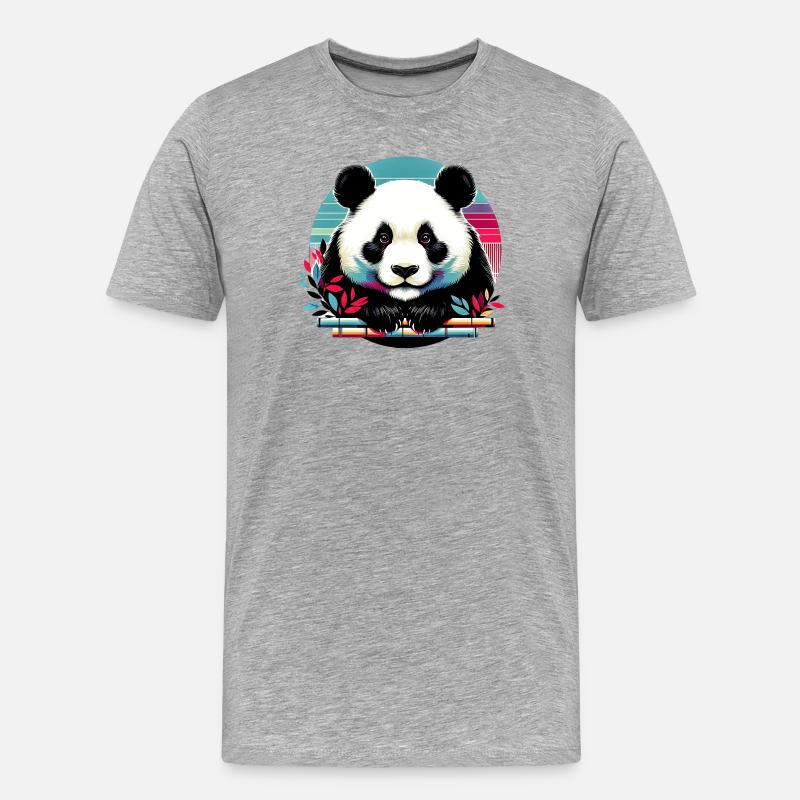 Panda - Männer Premium Bio T-Shirt - Grau meliert