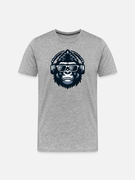 Gorilla DJ Headphones - Men's Premium Organic T-Shirt - heather grey