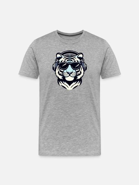 Tiger DJ Shades - Men's Premium Organic T-Shirt - heather grey