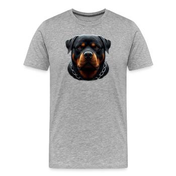 A Rottweiler with a steel chain - Men's Premium Organic T-Shirt - heather grey - Front - Damien (186cm)