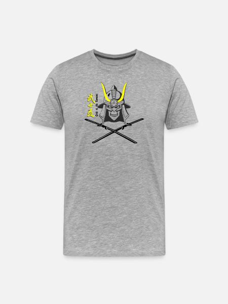 Samuraihelm Kabuto 5 - Männer Premium Bio T-Shirt - Grau meliert