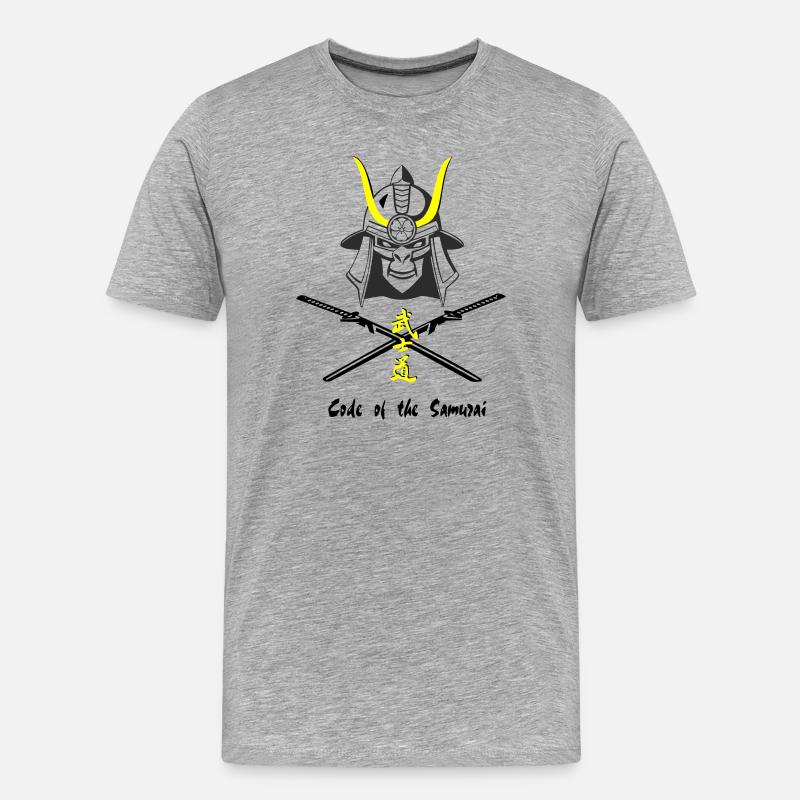 Samuraihelm Kabuto 4 - Männer Premium Bio T-Shirt - Grau meliert