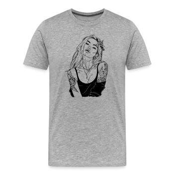 Tatouage Fille Conception - T-shirt bio Premium Homme - gris chiné - Devant - Damien (186cm)