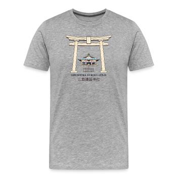 Hiroshima Japon, Gokoku- jinja torii, dessin - T-shirt bio Premium Homme - gris chiné - Devant - Damien (186cm)