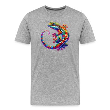 Gecko - T-shirt bio Premium Homme - gris chiné - Devant - Damien (186cm)