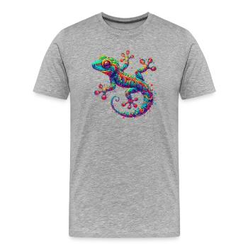 Gecko - T-shirt bio Premium Homme - gris chiné - Devant - Damien (186cm)