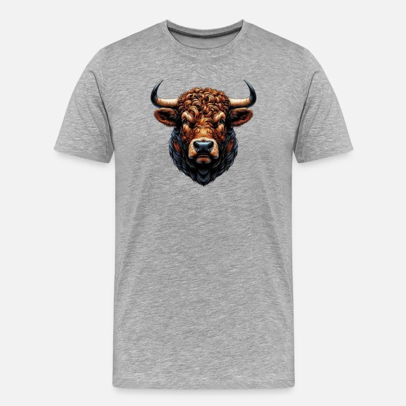 Stier - Männer Premium Bio T-Shirt - Grau meliert