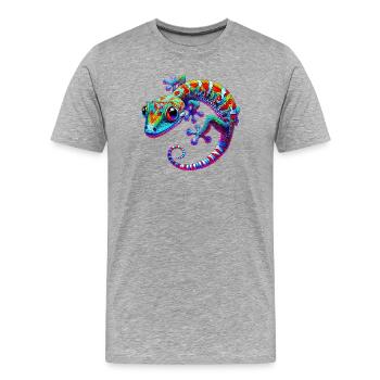 Gecko - T-shirt bio Premium Homme - gris chiné - Devant - Damien (186cm)