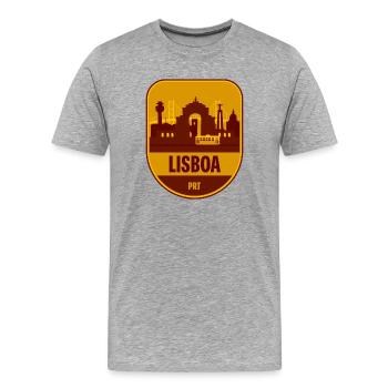 Lisboa Skyline Tram - Men's Premium Organic T-Shirt - heather grey - Front - Damien (186cm)