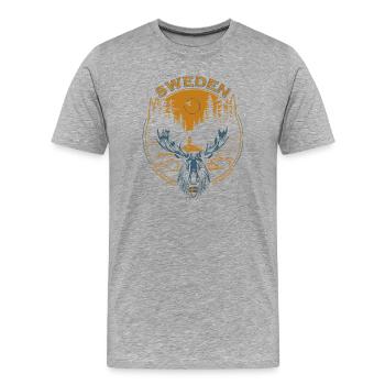 Sweden - Moose - Nature - Männer Premium Bio T-Shirt - Grau meliert - Vorne - Damien (186cm)
