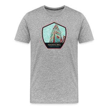 City Hall Tower in Hamburg, Germany - Men's Premium Organic T-Shirt - heather grey - Front - Damien (186cm)