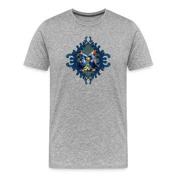 Verliebte Fantasievögel - Männer Premium Bio T-Shirt - Grau meliert - Vorne - Damien (186cm)