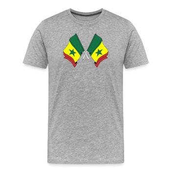 Deux drapeaux croisés du Sénégal - T-shirt bio Premium Homme - gris chiné - Devant - Damien (186cm)
