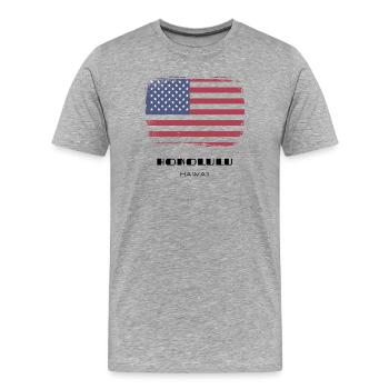 Honolulu, Hawaii, USA - Männer Premium Bio T-Shirt - Grau meliert - Vorne - Damien (186cm)