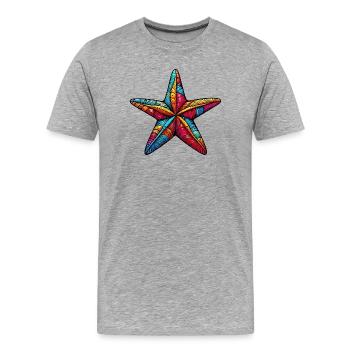 Étoile de mer - T-shirt bio Premium Homme - gris chiné - Devant - Damien (186cm)