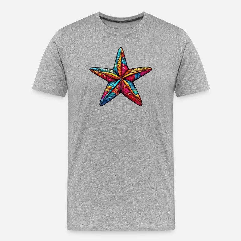 Seestern - Männer Premium Bio T-Shirt - Grau meliert