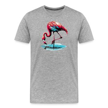 Rosa Flamingo - Männer Premium Bio T-Shirt - Grau meliert - Vorne - Damien (186cm)