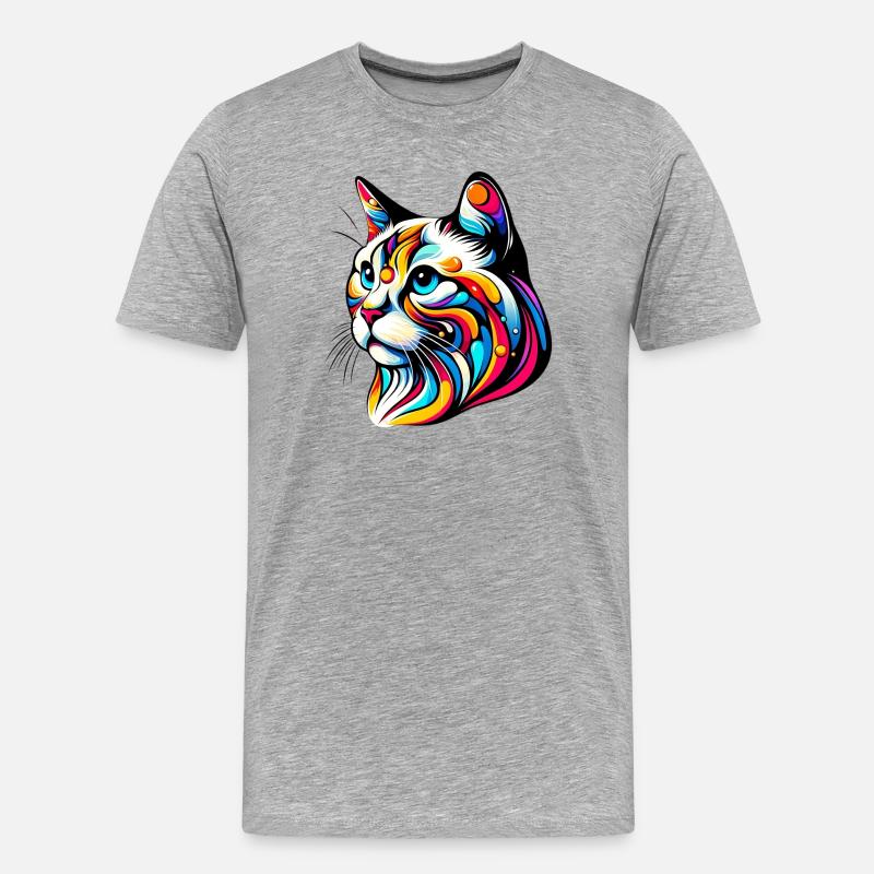 Katze - Männer Premium Bio T-Shirt - Grau meliert