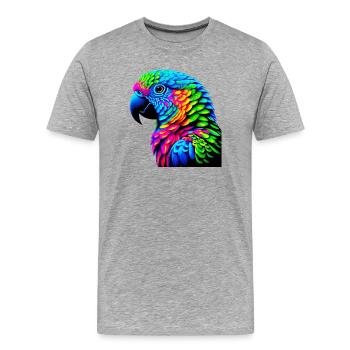 Papagei - Männer Premium Bio T-Shirt - Grau meliert - Vorne - Damien (186cm)