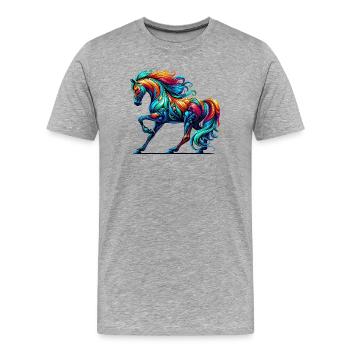 Pferd - Männer Premium Bio T-Shirt - Grau meliert - Vorne - Damien (186cm)