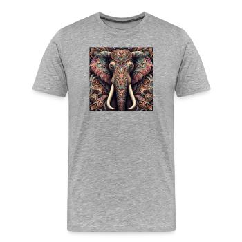 Decorated Elephant - Men's Premium Organic T-Shirt - heather grey - Front - Damien (186cm)