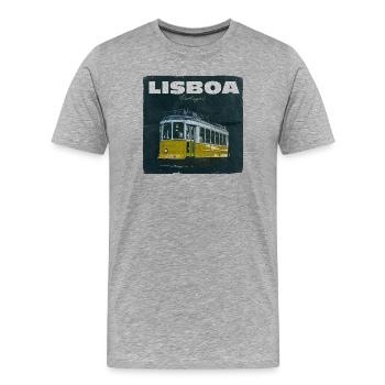Lisbon Yellow Tram Retro - Men's Premium Organic T-Shirt - heather grey - Front - Damien (186cm)