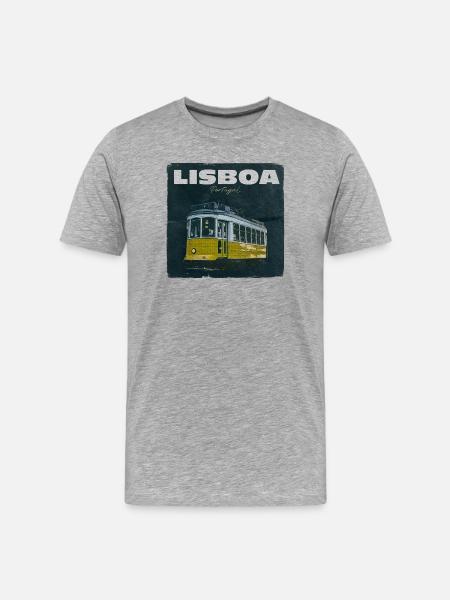 Lisbon Yellow Tram Retro - Men's Premium Organic T-Shirt - heather grey