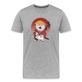 batosai cat with straw hat and scar - Men's Premium Organic T-Shirt - heather grey - Front - Damien (186cm)