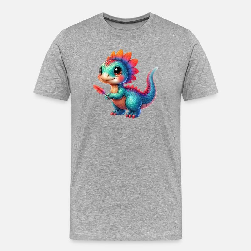 Dinosaurier - Männer Premium Bio T-Shirt - Grau meliert