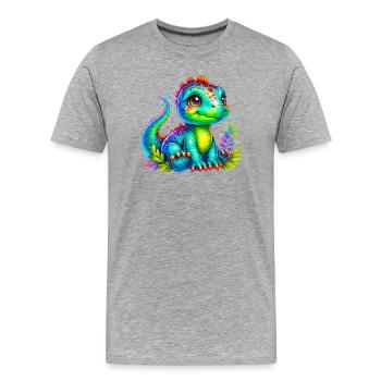Dinosaure - T-shirt bio Premium Homme - gris chiné - Devant - Damien (186cm)