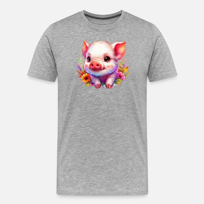 Ferkel-Ferkel - Männer Premium Bio T-Shirt - Grau meliert