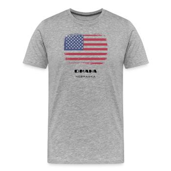 Omaha, Nebraska, USA - Men's Premium Organic T-Shirt - heather grey - Front - Damien (186cm)