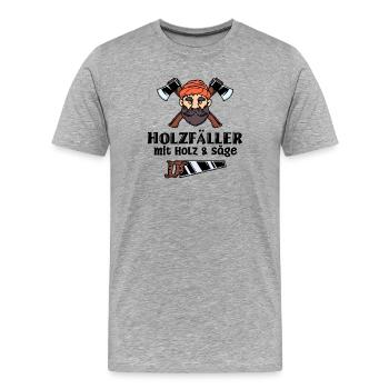 Lumberjack Statement Axe Wood Woodwork Chainsaw - Men's Premium Organic T-Shirt - heather grey - Front - Damien (186cm)