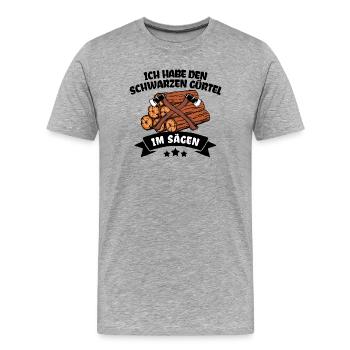 Lumberjack Statement Woodwork Wood Axe - Men's Premium Organic T-Shirt - heather grey - Front - Damien (186cm)
