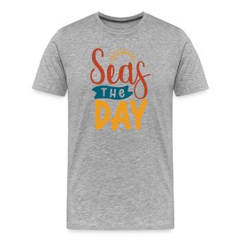 Seas The Day - Men's Premium Organic T-Shirt - heather grey - Front - Damien (186cm)