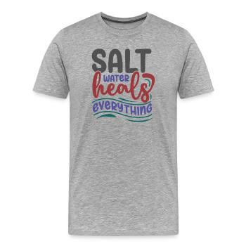 Salzwasser heilt alles - Männer Premium Bio T-Shirt - Grau meliert - Vorne - Damien (186cm)